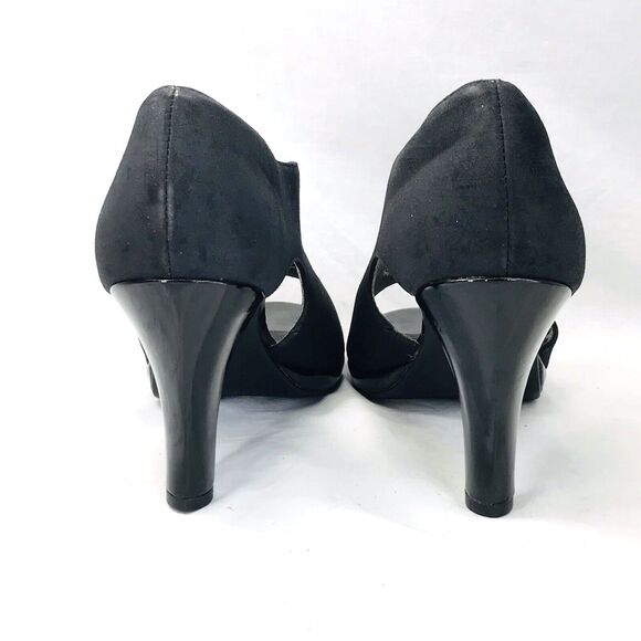 Naturalizer Bootie Shooties Heels Faux Suede Black10 Women Peep Whimsigoth Y2K - Picture 10 of 12